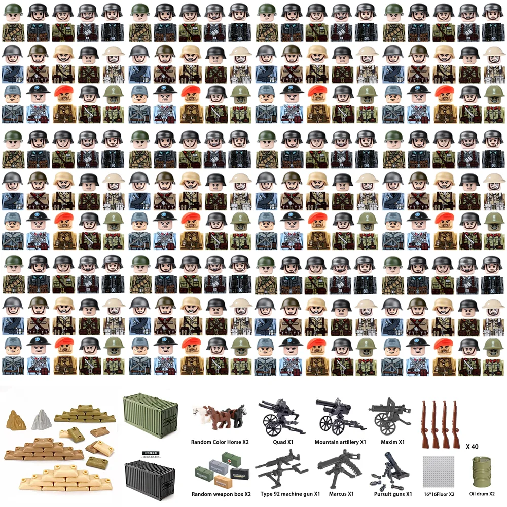 Lego Set Technic - USA UK WWII Military Building Blocks