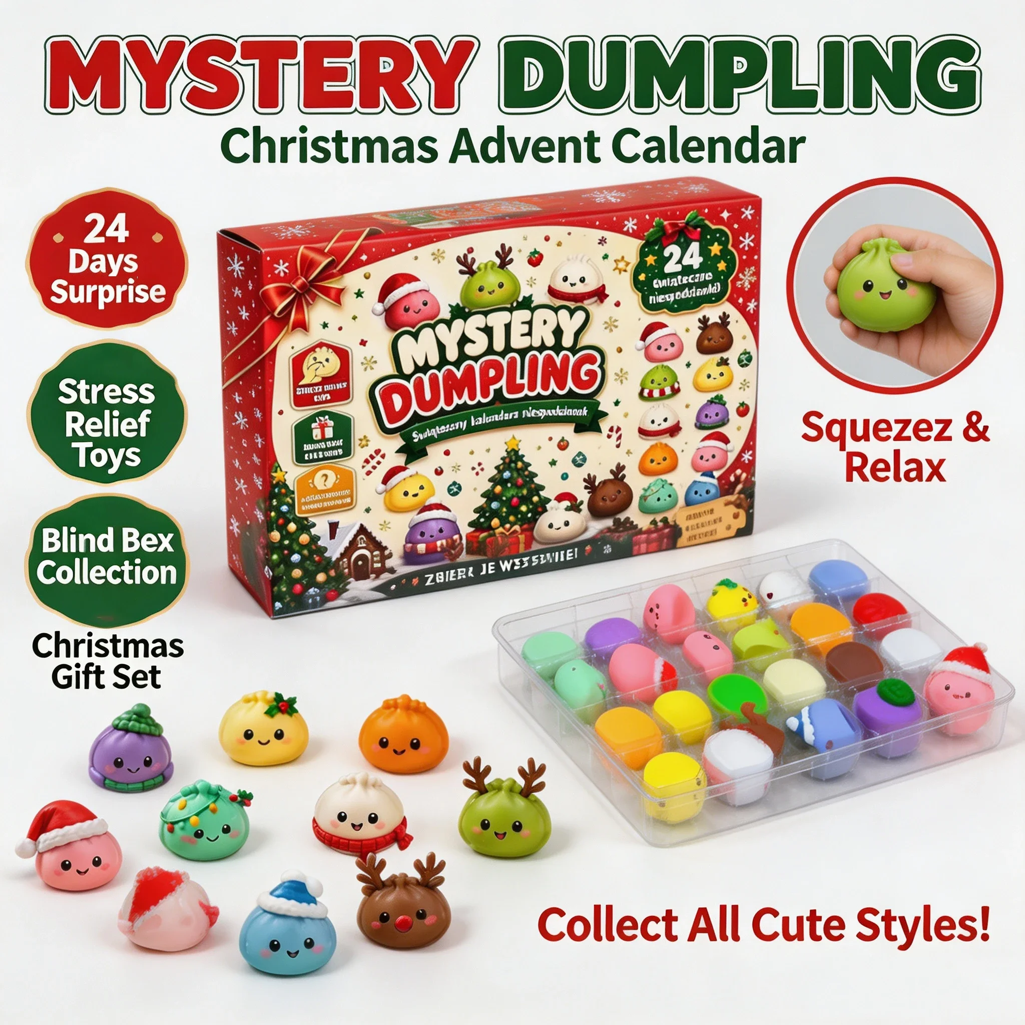 Mystery Box Blind Bag - 24 PCS Christmas Advent Calendar Cute