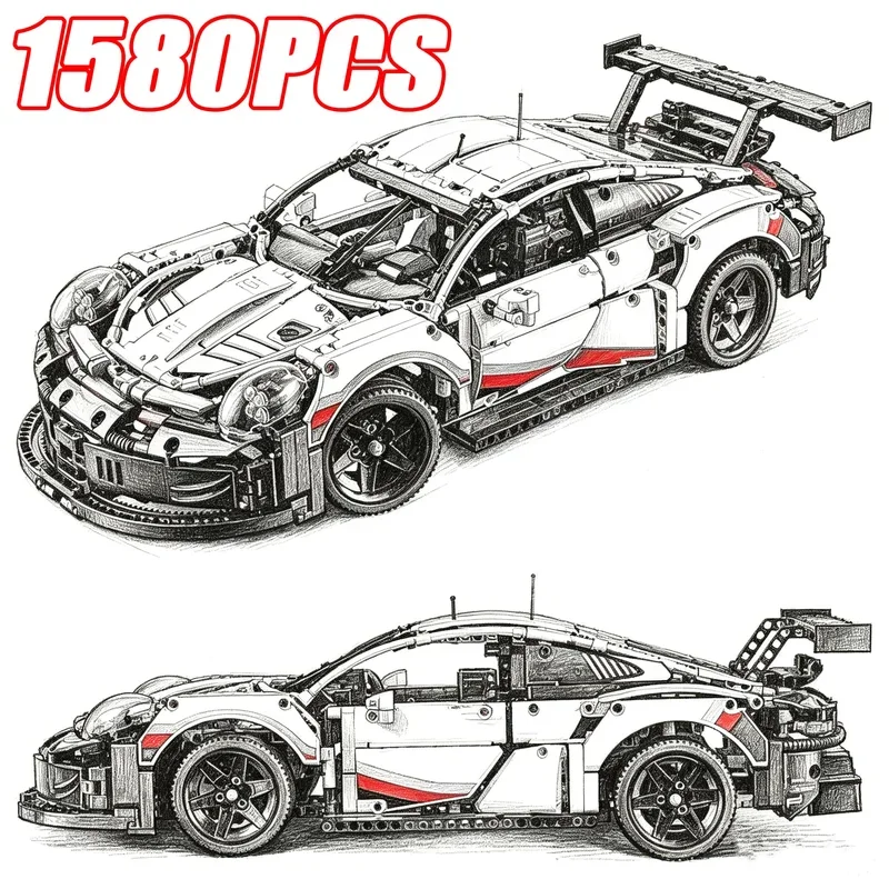 1580PCS 1:8 Scale RSR Race Car - Lego Set Technic 评论和价格